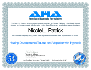 Certificate - Healing Developmental Trauma and Adaptation with Hypnosis