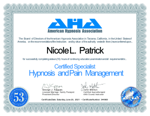 Certificate - Healing Developmental Trauma and Adaptation with Hypnosis