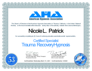 Certificate - Healing Developmental Trauma and Adaptation with Hypnosis