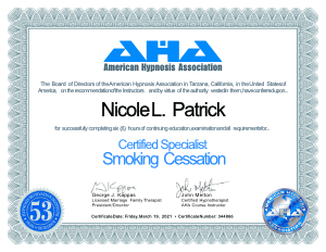 certificate - Smoking Cessation300px Smoking Cessation Hypnosis
